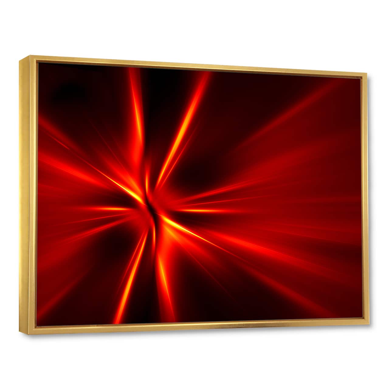 Designart - Red and Yellow Rays - Abstract Framed Canvas art print